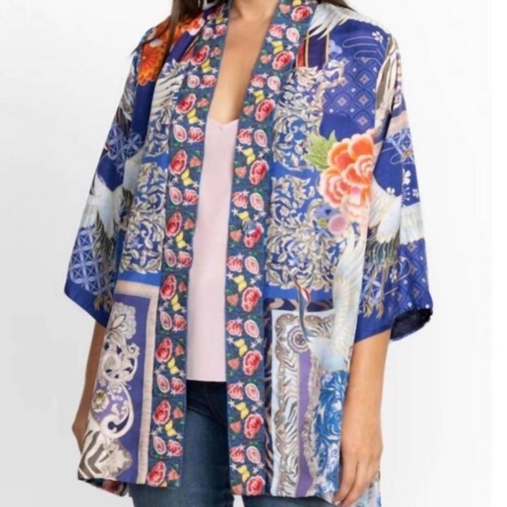 Johnny Was Navy Floral Cape Reversible two ways to wear! - Picture 6 of 14